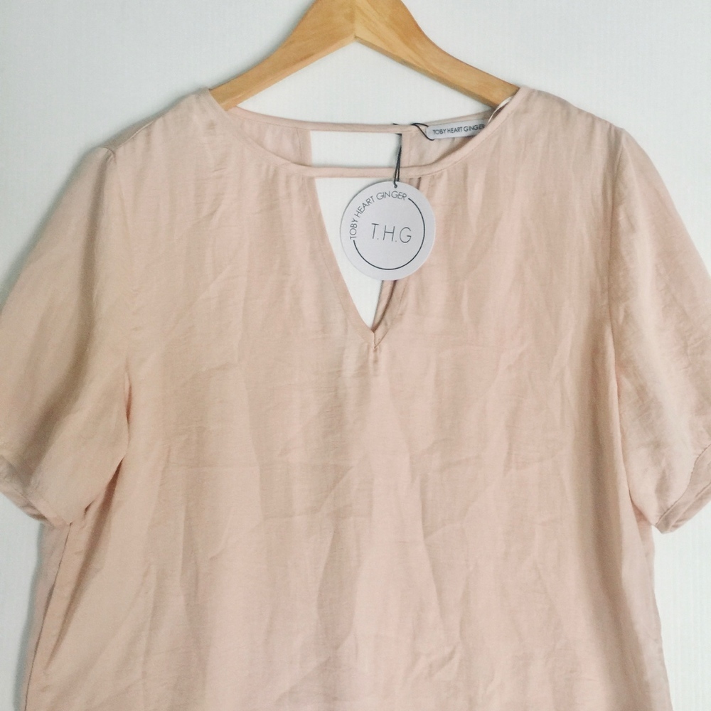 New Toby Heart Ginger silky rose pink top shirt‎ M - Picture 3 of 7